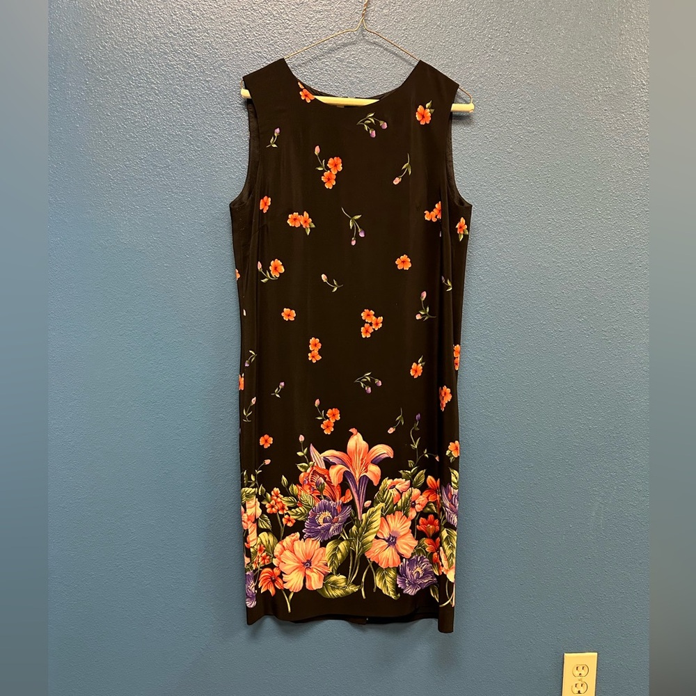 Liz Claiborne Pink Orange Sheath Mini Dress Scoop Neck